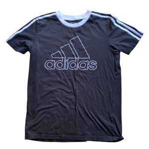 Cotton Adidas Tee w/ White Satin Stripes, Classic Retro, Boys Large 14/ 16